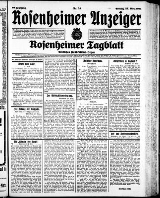 Rosenheimer Anzeiger Sonntag 22. März 1914