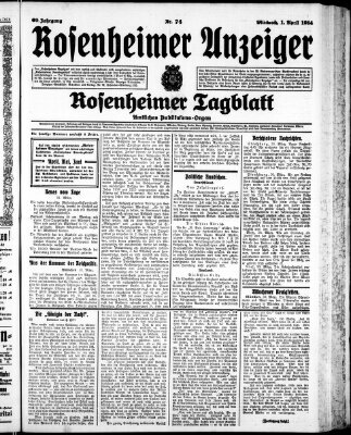 Rosenheimer Anzeiger Mittwoch 1. April 1914