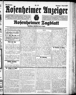 Rosenheimer Anzeiger Dienstag 7. April 1914