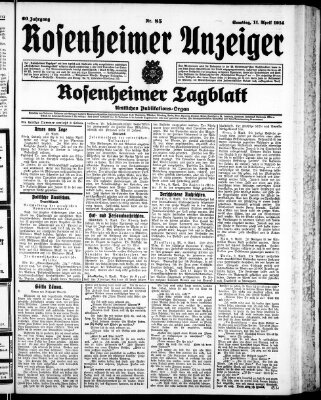 Rosenheimer Anzeiger Samstag 11. April 1914