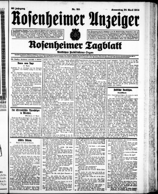 Rosenheimer Anzeiger Donnerstag 16. April 1914