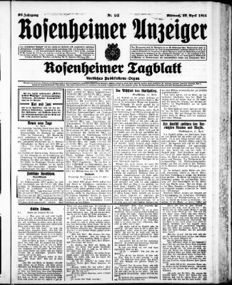 Rosenheimer Anzeiger Mittwoch 22. April 1914