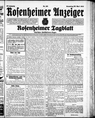 Rosenheimer Anzeiger Donnerstag 23. April 1914