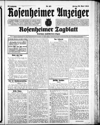 Rosenheimer Anzeiger Freitag 24. April 1914