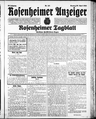 Rosenheimer Anzeiger Dienstag 28. April 1914