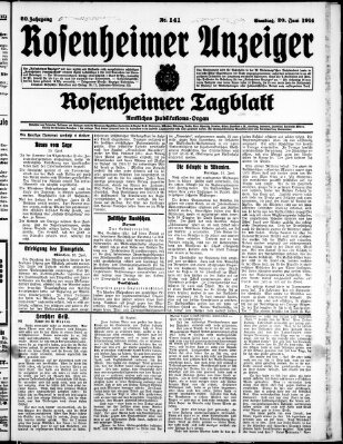 Rosenheimer Anzeiger Samstag 20. Juni 1914