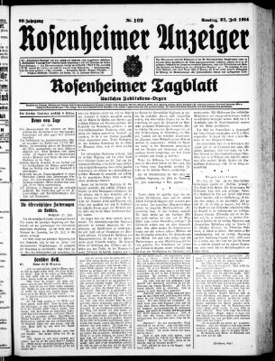 Rosenheimer Anzeiger Samstag 25. Juli 1914