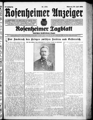 Rosenheimer Anzeiger Mittwoch 29. Juli 1914