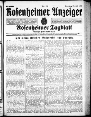 Rosenheimer Anzeiger Donnerstag 30. Juli 1914