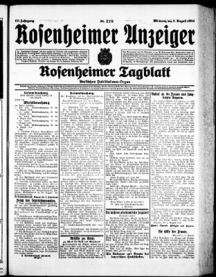 Rosenheimer Anzeiger Mittwoch 5. August 1914