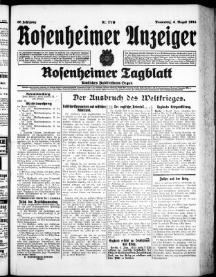 Rosenheimer Anzeiger Donnerstag 6. August 1914