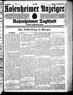 Rosenheimer Anzeiger Samstag 15. August 1914