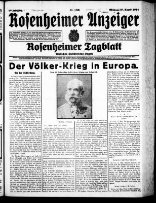 Rosenheimer Anzeiger Mittwoch 19. August 1914