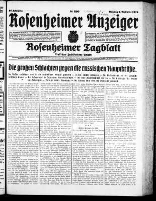 Rosenheimer Anzeiger Dienstag 1. September 1914