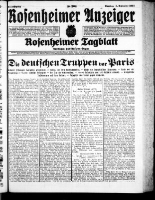 Rosenheimer Anzeiger Samstag 5. September 1914