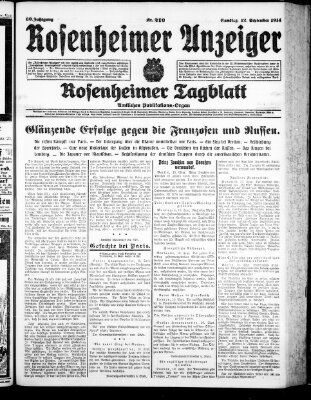 Rosenheimer Anzeiger Samstag 12. September 1914