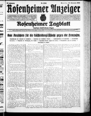 Rosenheimer Anzeiger Donnerstag 17. September 1914