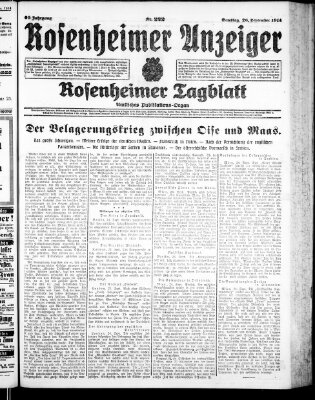 Rosenheimer Anzeiger Samstag 26. September 1914