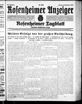 Rosenheimer Anzeiger Sonntag 27. September 1914