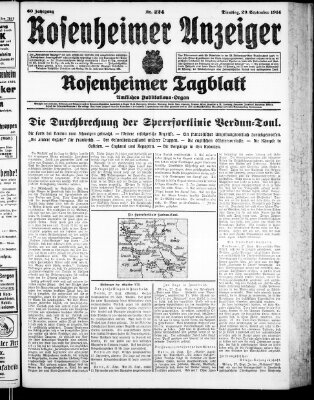 Rosenheimer Anzeiger Dienstag 29. September 1914