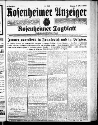 Rosenheimer Anzeiger Sonntag 4. Oktober 1914