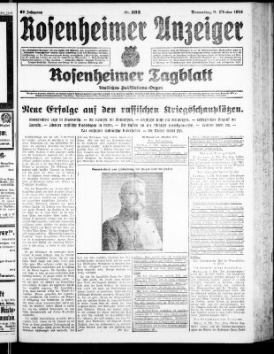 Rosenheimer Anzeiger Donnerstag 8. Oktober 1914