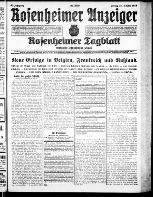 Rosenheimer Anzeiger Freitag 16. Oktober 1914