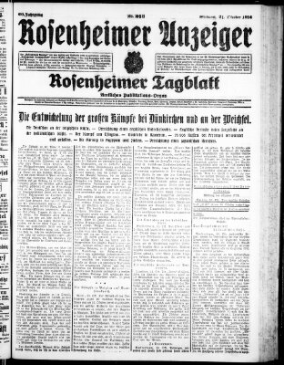 Rosenheimer Anzeiger Mittwoch 21. Oktober 1914