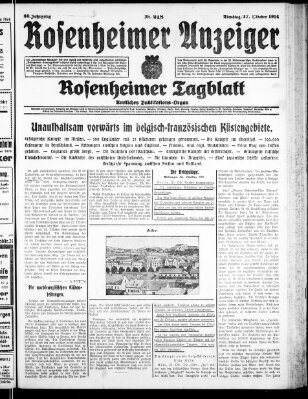 Rosenheimer Anzeiger Dienstag 27. Oktober 1914