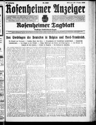 Rosenheimer Anzeiger Mittwoch 28. Oktober 1914