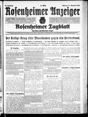 Rosenheimer Anzeiger Dienstag 17. November 1914