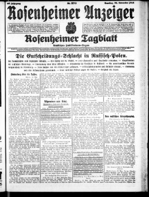 Rosenheimer Anzeiger Samstag 21. November 1914