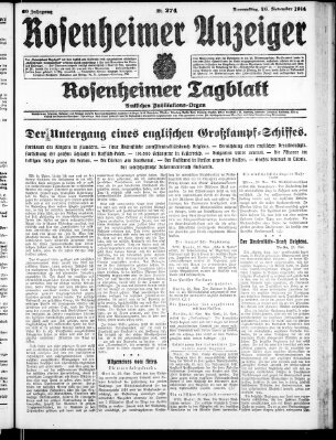 Rosenheimer Anzeiger Donnerstag 26. November 1914