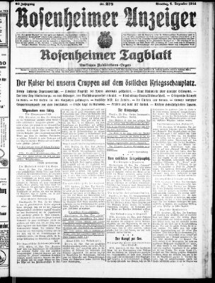 Rosenheimer Anzeiger Dienstag 1. Dezember 1914