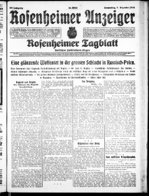 Rosenheimer Anzeiger Donnerstag 3. Dezember 1914