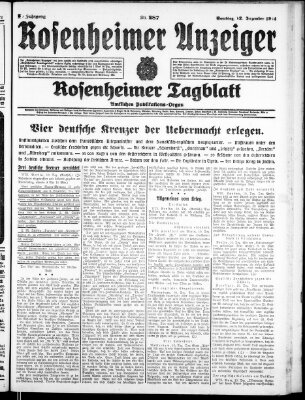 Rosenheimer Anzeiger Samstag 12. Dezember 1914