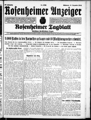 Rosenheimer Anzeiger Mittwoch 16. Dezember 1914