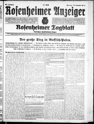 Rosenheimer Anzeiger Samstag 19. Dezember 1914