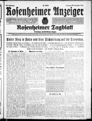 Rosenheimer Anzeiger Sonntag 20. Dezember 1914