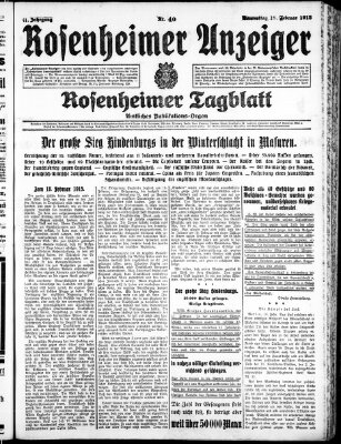 Rosenheimer Anzeiger Donnerstag 18. Februar 1915