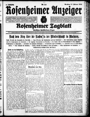 Rosenheimer Anzeiger Samstag 20. Februar 1915