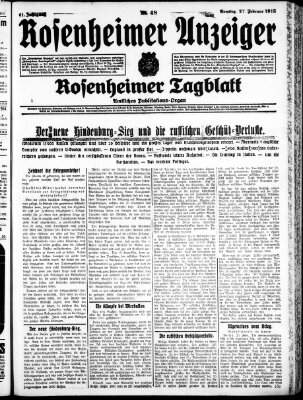 Rosenheimer Anzeiger Samstag 27. Februar 1915