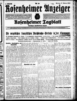 Rosenheimer Anzeiger Sonntag 28. Februar 1915