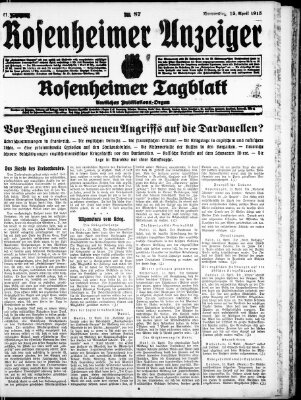 Rosenheimer Anzeiger Donnerstag 15. April 1915