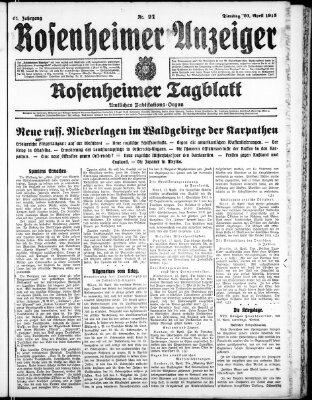 Rosenheimer Anzeiger Dienstag 20. April 1915