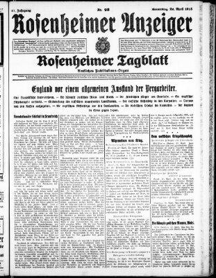 Rosenheimer Anzeiger Donnerstag 22. April 1915