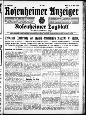 Rosenheimer Anzeiger Samstag 1. Mai 1915