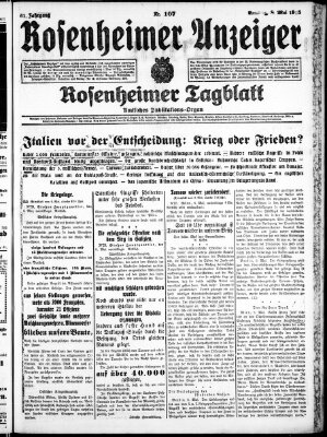 Rosenheimer Anzeiger Samstag 8. Mai 1915