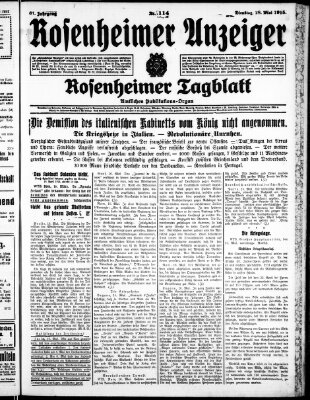 Rosenheimer Anzeiger Dienstag 18. Mai 1915