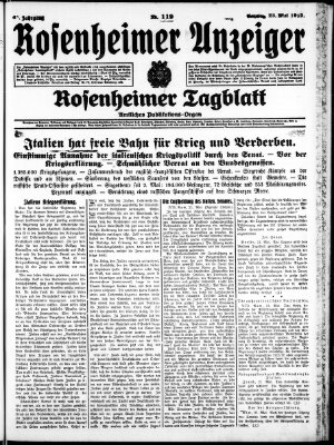 Rosenheimer Anzeiger Sonntag 23. Mai 1915